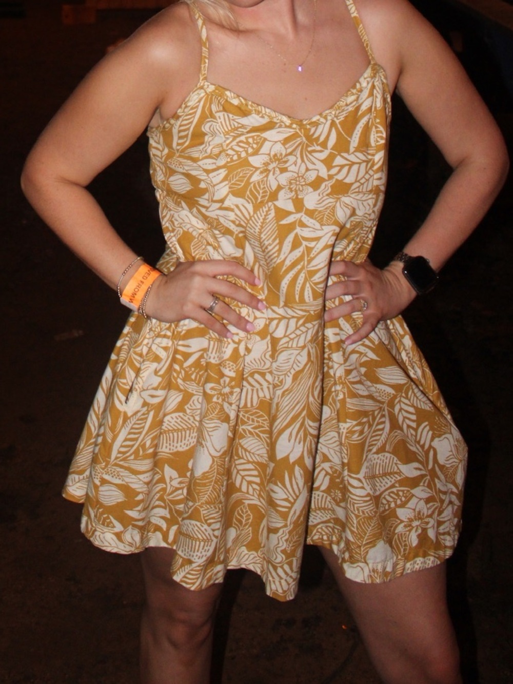 Yellow Floral Spaghetti-Strap Sundress